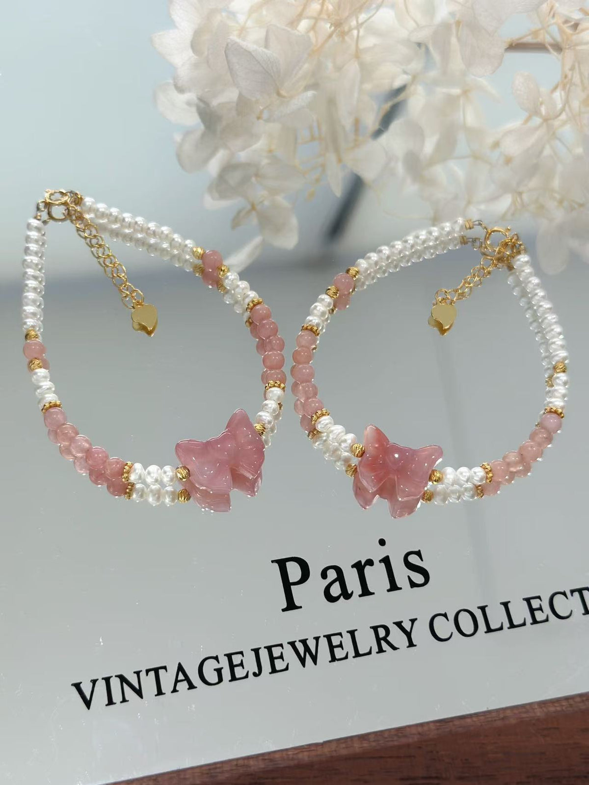 Freshwater Pearl & Strawberry Quartz & Ageta S925 Bracelet | 淡水珍珠&草莓晶&鹽源瑪瑙設計手鏈