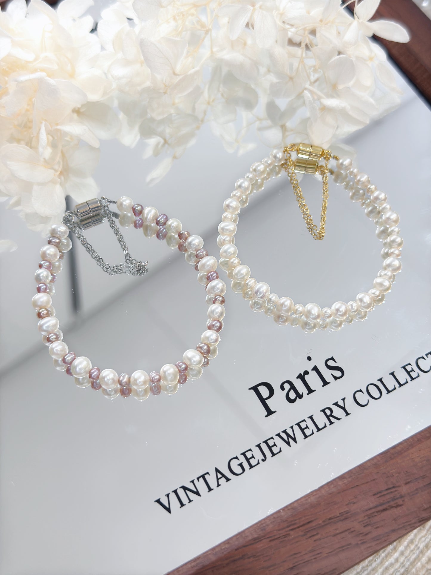 3-5.5mm Freshwater Pearl Bracelet | 淡水珍珠滿天星磁吸手鏈