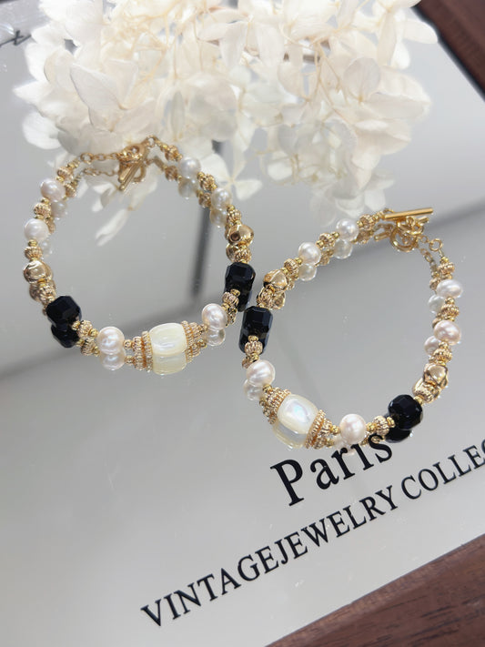 Black Spinel & MOP & Freshwater Pearl Bracelet |黑尖晶母貝淡水珍珠設計手鏈