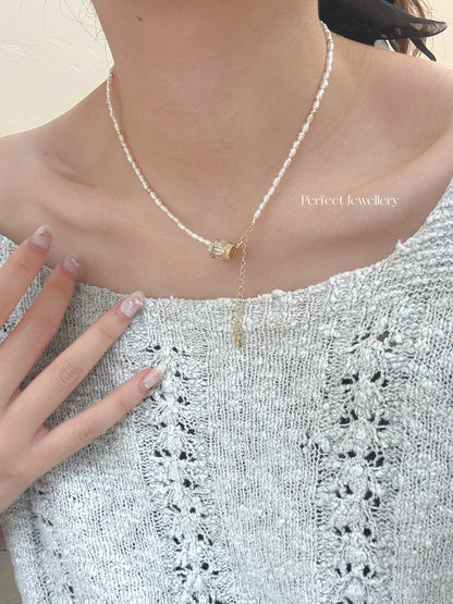 Freshwater Pearl Brass Necklace | 路路通小螺米淡水珍珠項鏈