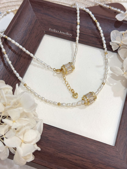Freshwater Pearl Brass Necklace | 路路通小螺米淡水珍珠項鏈