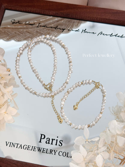 Baroque Freshwater Pearl Set | 極光奶油巴洛克小碎銀淡水珍珠套裝