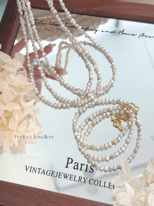 Baroque Freshwater Pearl Set | 極光奶油巴洛克小碎銀淡水珍珠套裝