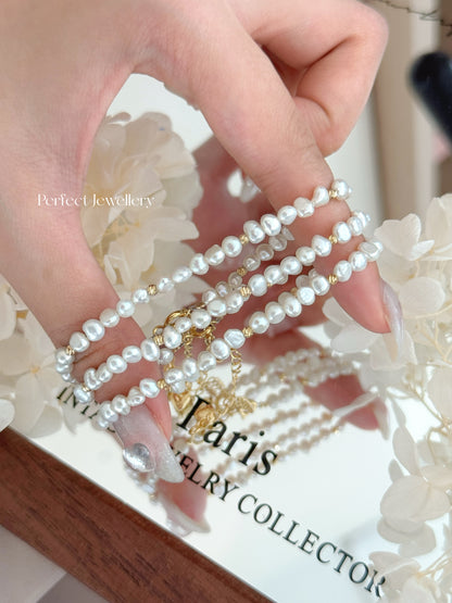 Baroque Freshwater Pearl Set | 極光奶油巴洛克小碎銀淡水珍珠套裝