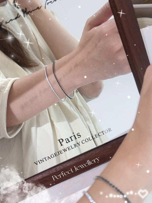 ✨2mm Black Cubic Zirconia Tennis S925 Bracelet｜高碳鑽黑色🖤網球手鏈✨💎
