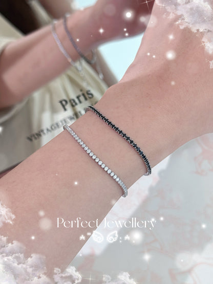✨2mm Black Cubic Zirconia Tennis S925 Bracelet｜高碳鑽黑色🖤網球手鏈✨💎