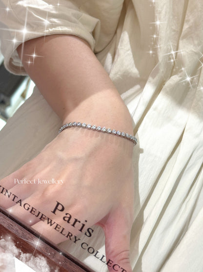 2.5mm White Cubic Zirconia Blubble Tennis S925 Bracelet | 2.5mm 高碳鑽泡泡網球銀手鏈