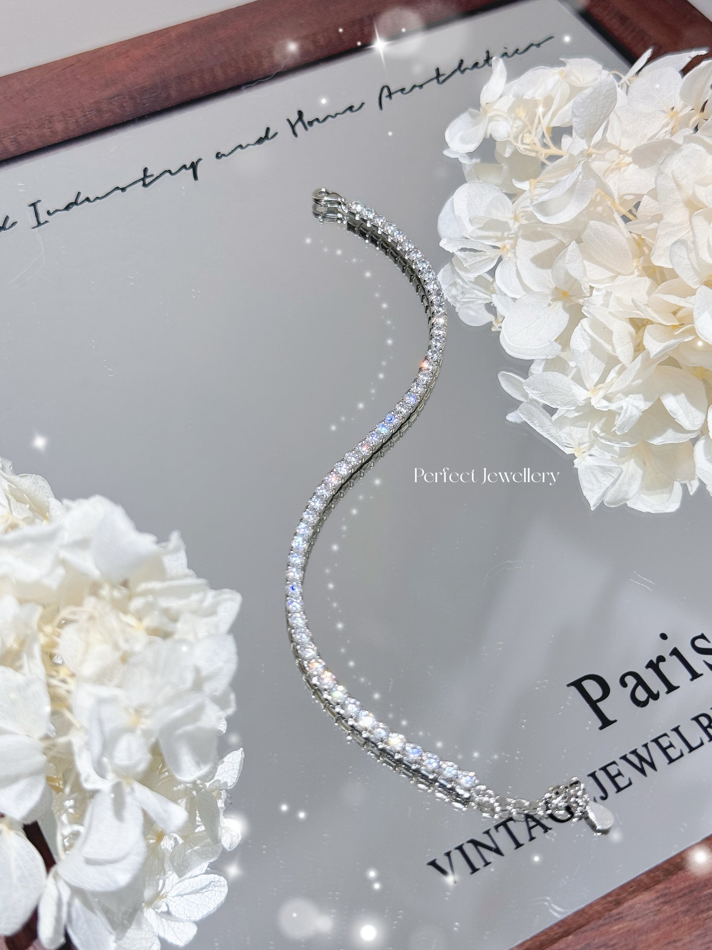 3mm White Cubic Zirconia Tennis S925 Bracelet | 3mm 高碳鑽網球銀手鏈