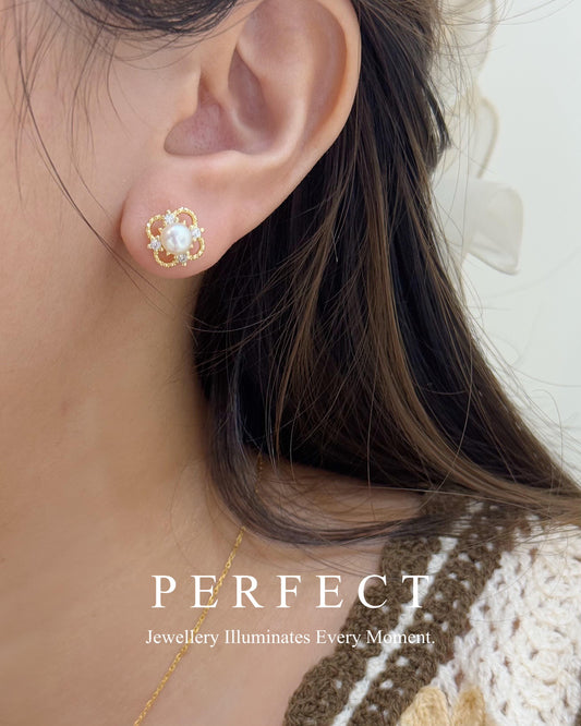 ✨Freshwater Pearl Clover Earring l 淡水珍珠四葉草🍀耳釘✨