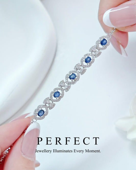 ✨🎀Blue Sapphire Ribbon S925 Bracelet | 藍寶石蝴蝶結s925銀手鍊✨🩰