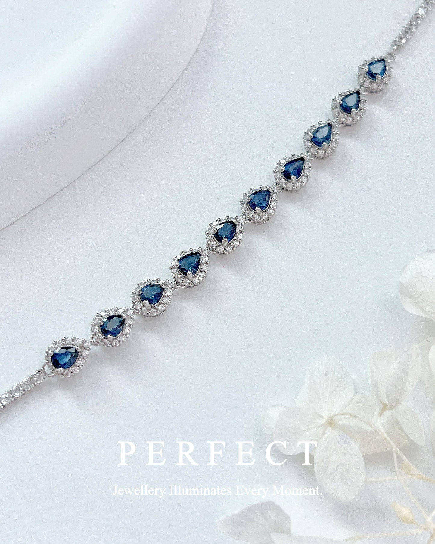 ✨3ct Blue Sapphire💙S925 Bracelet |藍寶石💧水滴s925銀手鍊✨