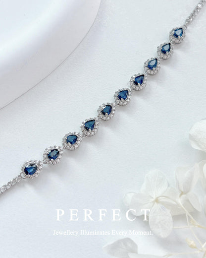 ✨3ct Blue Sapphire💙S925 Bracelet |藍寶石💧水滴s925銀手鍊✨