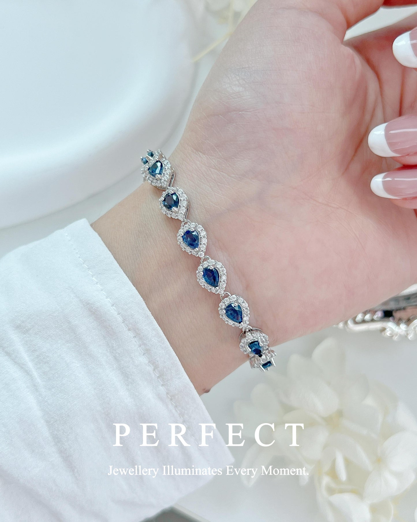 ✨3ct Blue Sapphire💙S925 Bracelet |藍寶石💧水滴s925銀手鍊✨