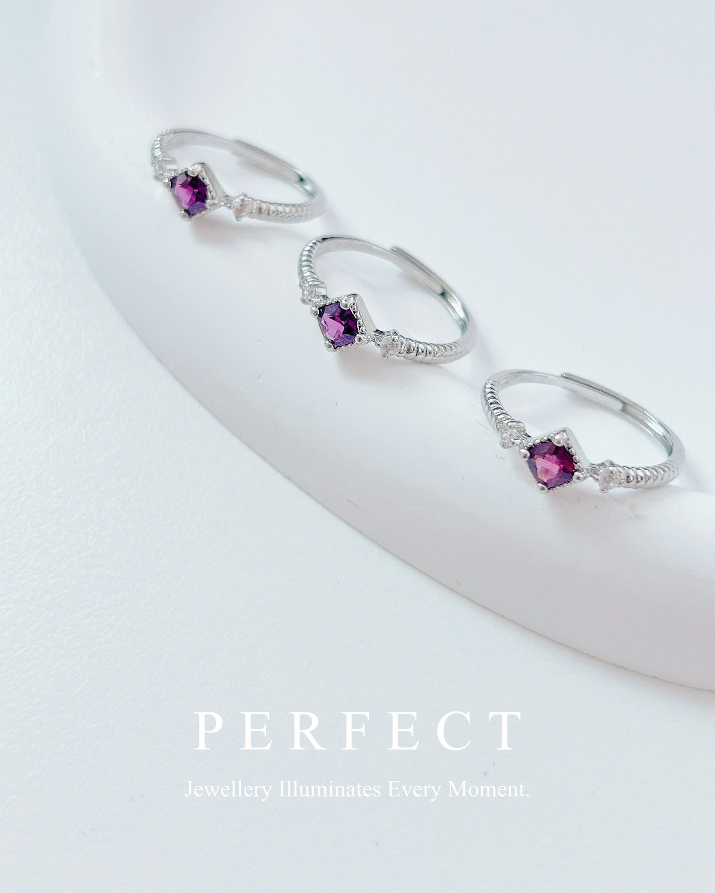 ✨Purple Garnet Brass Ring🍇 | 紫牙烏石榴石方塊戒指💜✨