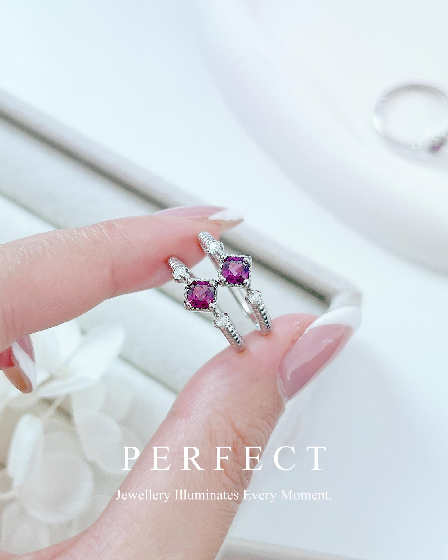 ✨Purple Garnet Brass Ring🍇 | 紫牙烏石榴石方塊戒指💜✨
