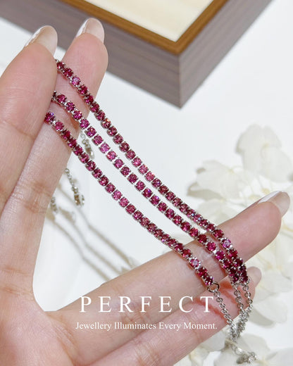 ✨Reddish Purple Garnet Brass Tennis Bracelet | 紫牙烏石榴石網球手鍊✨💜