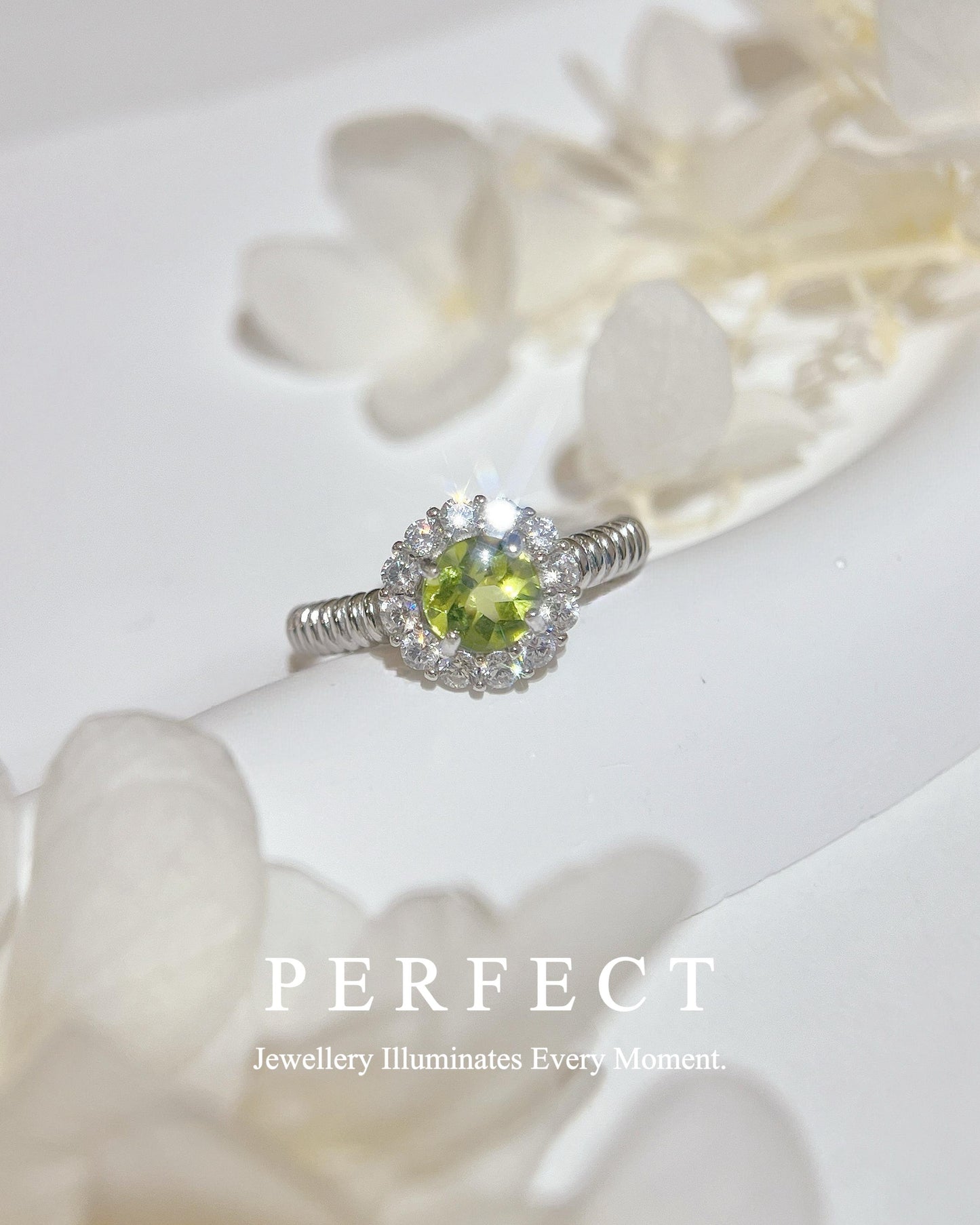✨Peridot S925 Ring | 橄欖石花環戒指💚✨🧚‍♀️