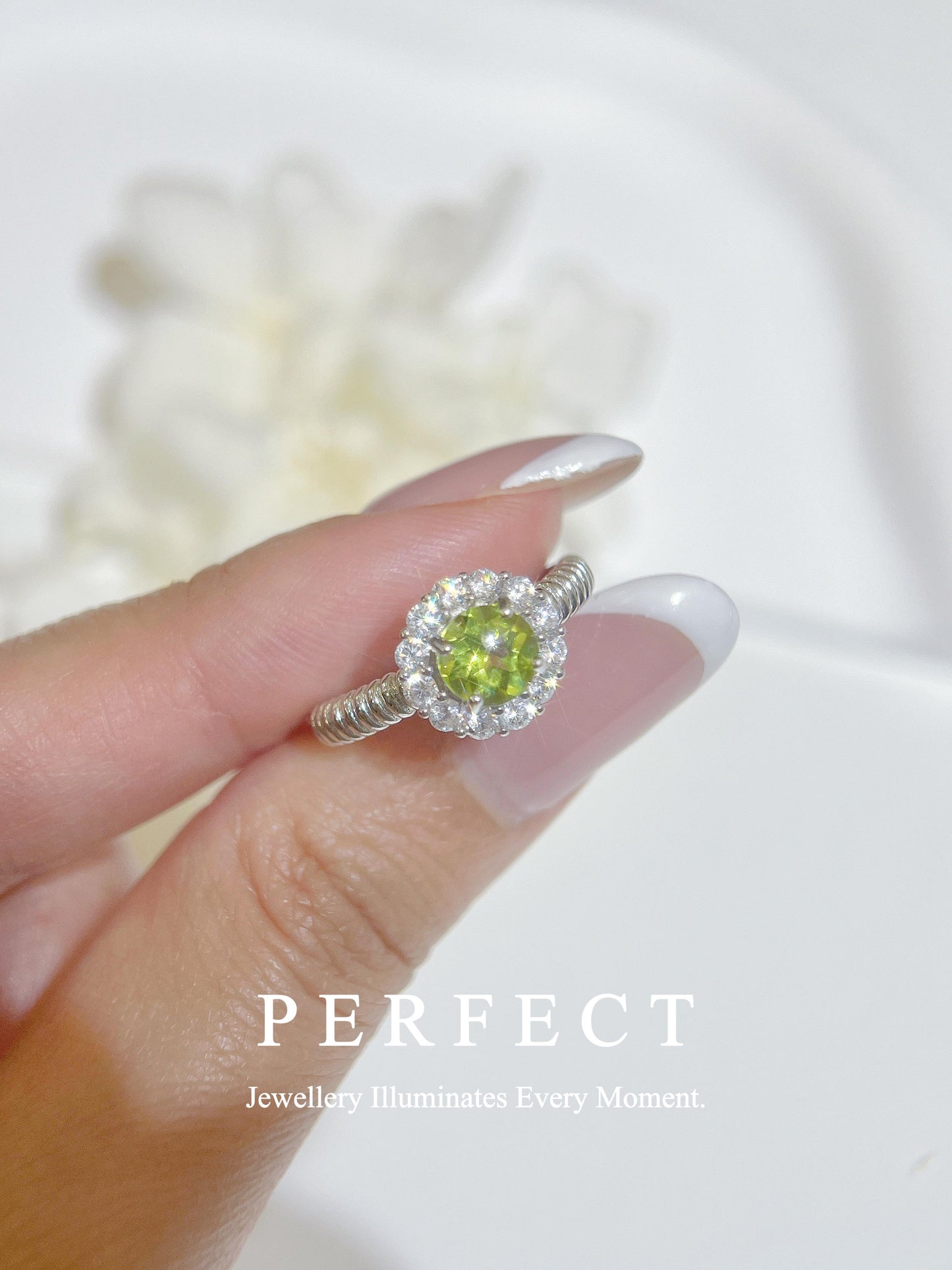 ✨Peridot S925 Ring | 橄欖石花環戒指💚✨🧚‍♀️