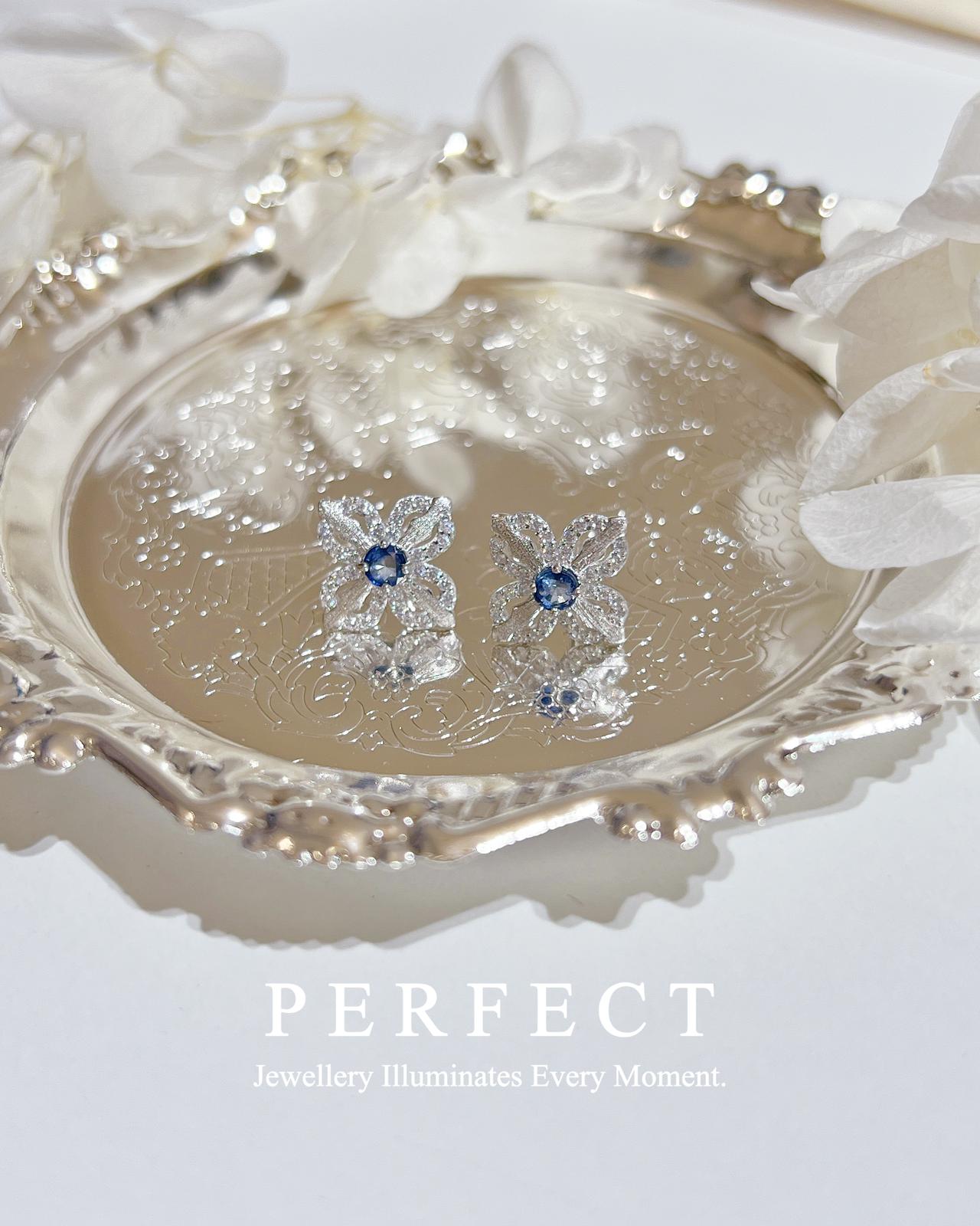 ✨Blue Sapphire Clover S925 Earrings藍寶石拉絲工藝四葉草s925耳釘✨💙