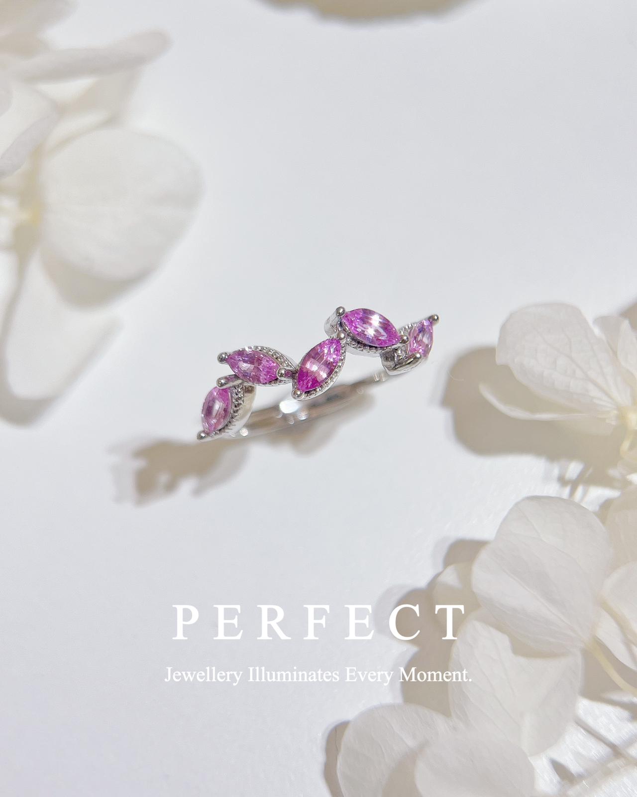 ✨🎀Pink Sapphire S925 Ring |粉藍寶石馬眼排戒✨🩷