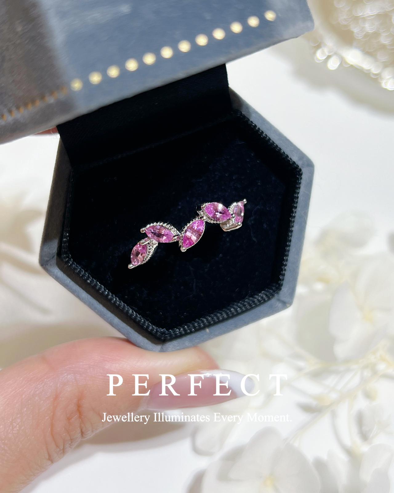 ✨🎀Pink Sapphire S925 Ring |粉藍寶石馬眼排戒✨🩷