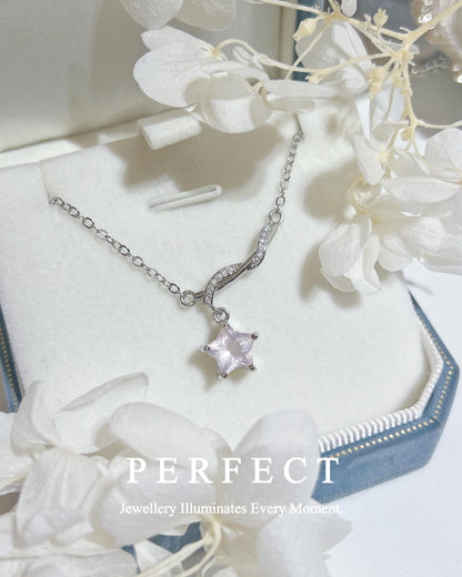 ✨Rose Quartz Brass Necklace | 許願星💫粉水晶頸鏈🩷✨🎀