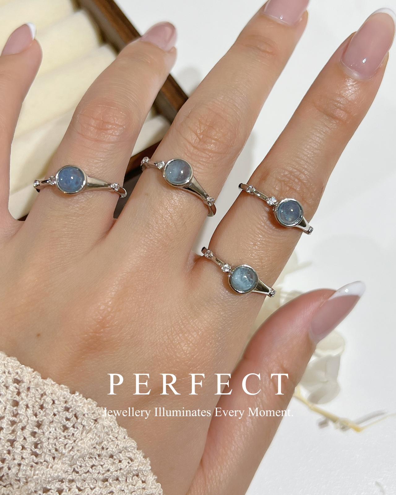 ✨Aquamarine Brass 💙Ring | 海藍寶不對稱戒指🌊✨