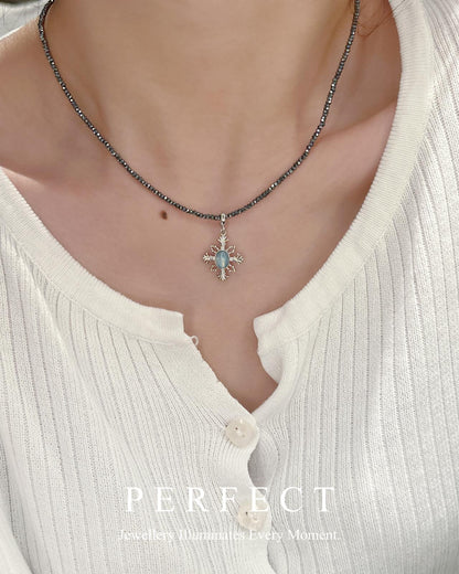 ✨Chrome Heart Aquamarine Brass Pendent | 克羅心海藍寶萬用扣吊墜✨💙