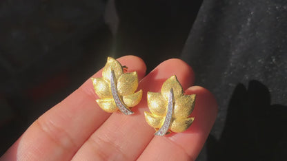 [S925] ✨Italian 🍁 Leaves Topaz Earrings | 義大利拉絲托帕石樹葉耳釘✨